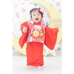 1歳着物【赤ベビ被布】