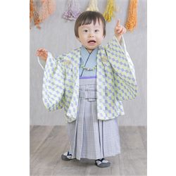 1歳着物【黄緑ベビ袴】