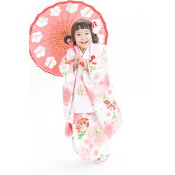 3歳女児着物【ピンク被布まり】