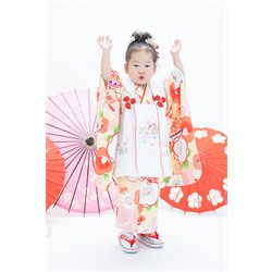 3歳女児着物【朱被布つばき】