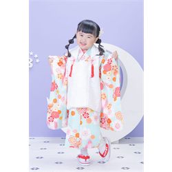 3歳女児着物【水色被布はな】
