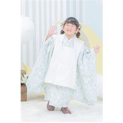 3歳女児着物【水色被布ボタニカル】