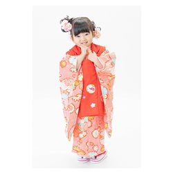 3歳女児着物【赤被布しかのこ】