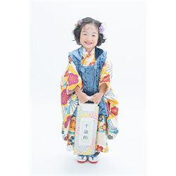 3歳女児着物【黄被布ベロア】
