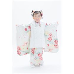 3歳女児着物【白被布つばき】