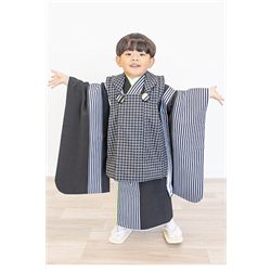 3歳男児着物【黒被布パターン】