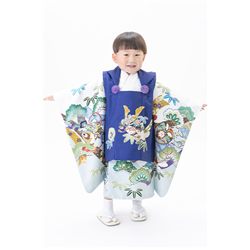 3歳男児着物【白被布かぶと】