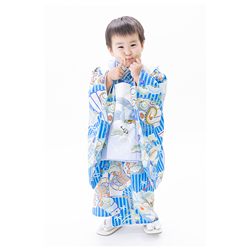 3歳男児着物【水色被布つづみ】
