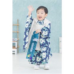 3歳男児着物【紺被布はな】