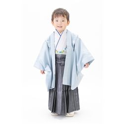 3歳男児着物【水色簡易袴】