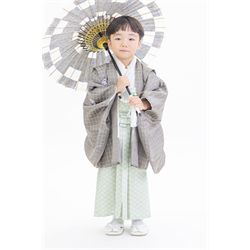 3歳男児着物【グレー簡易袴】