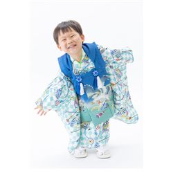 3歳男児着物【水色被布たか】
