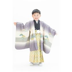 5歳男児着物【紫袴かぶと】
