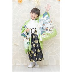 5歳男児着物【黄緑袴たか】