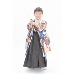 5歳男児着物【茶袴もみじ】