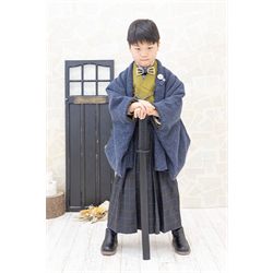 5歳男児着物【グレー袴レトロ】