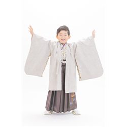 5歳男児着物【ベージュ袴はな】
