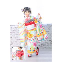 7歳女児着物【カラフル帯モチーフ】