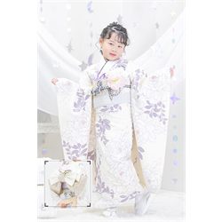 7歳女児着物【白帯リーフ】
