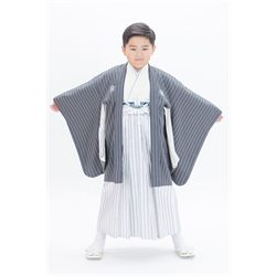 7歳男児着物【グレー袴ストライプ】